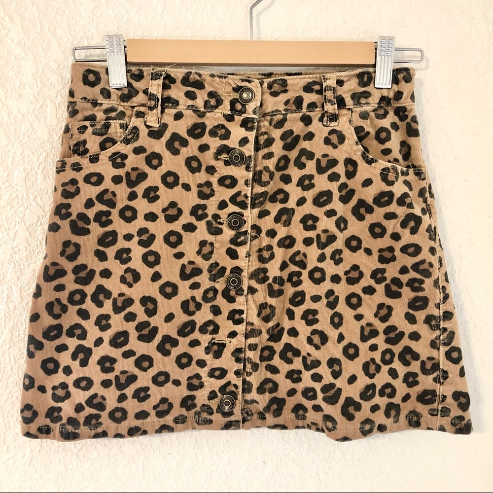 Girls Cat & Jack Corduroy Animal Leopard Cheetah Print Mini Skirt Size Large